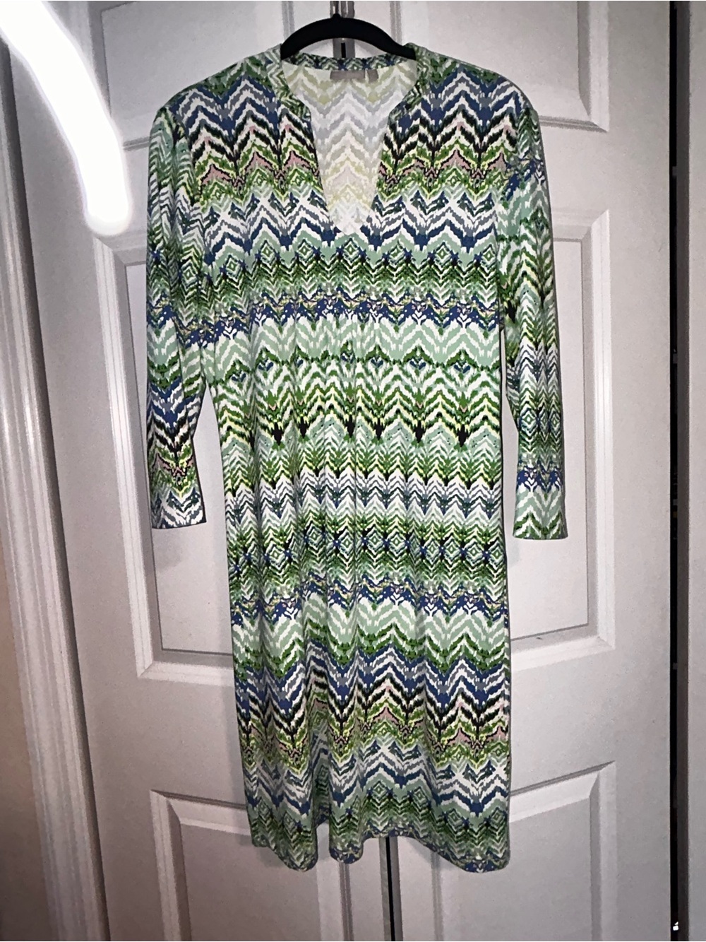 Ellie Kai Chevron-Print Dress in Green & Blue